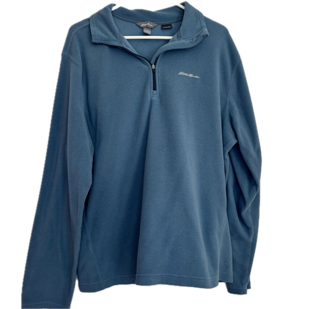Eddie Bauer Blue Polartec Men's L Long Sleeve Fleece Quarter Zip Pullover Jacket